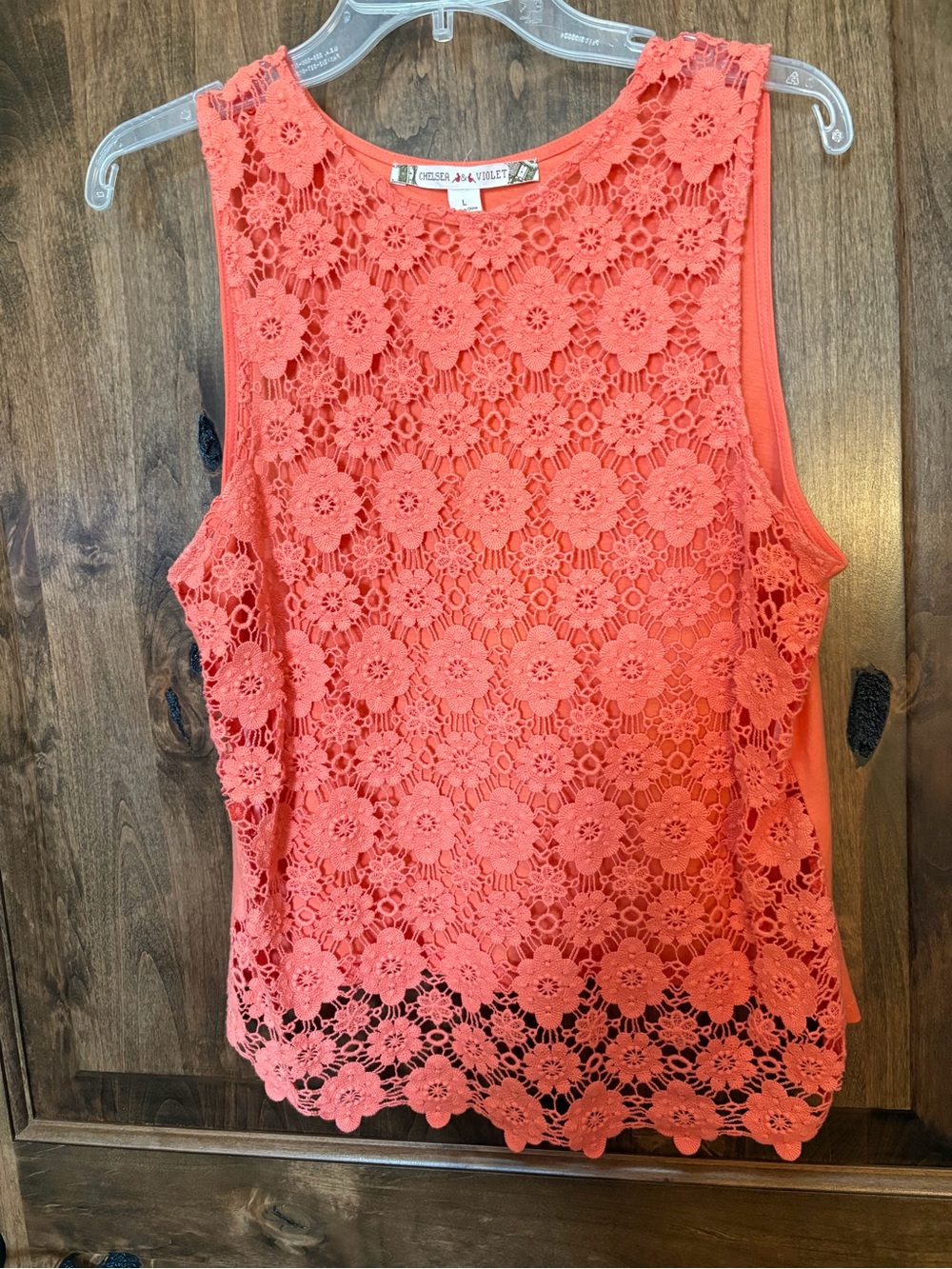 Chelsea & Violet Coral Floral Lace Tank